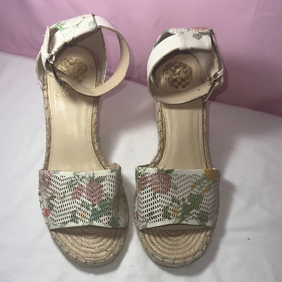 Vince Camuto Floral Espadrille Wedges - Cream and Green - Picture 1 of 2